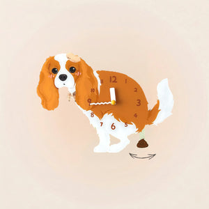 Cavalier King Charles Spaniel Poop-Time wall clock in Blenheim with swinging poop pendulum