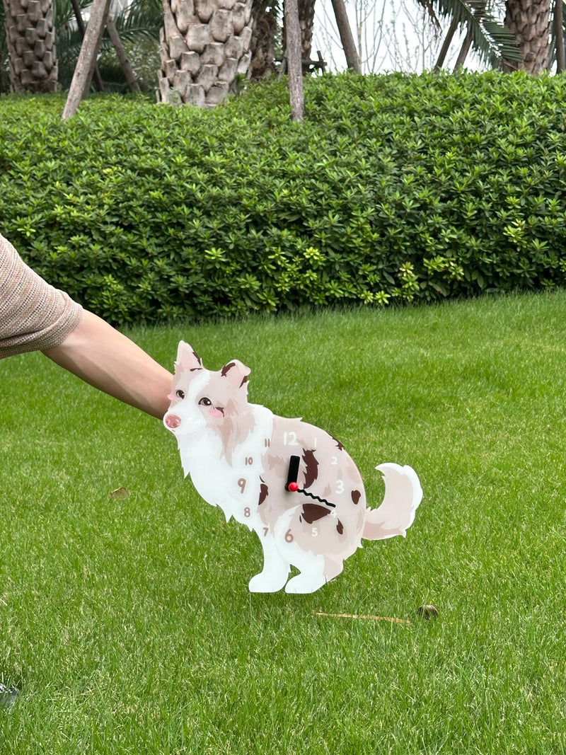 Border Collie “Poop-Time” Wall Clock with Swinging Pendulum