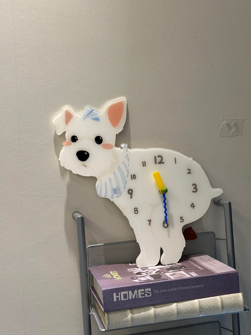 Schnauzer „Poop-Time“ Wanduhr mit schwingendem Pendel
