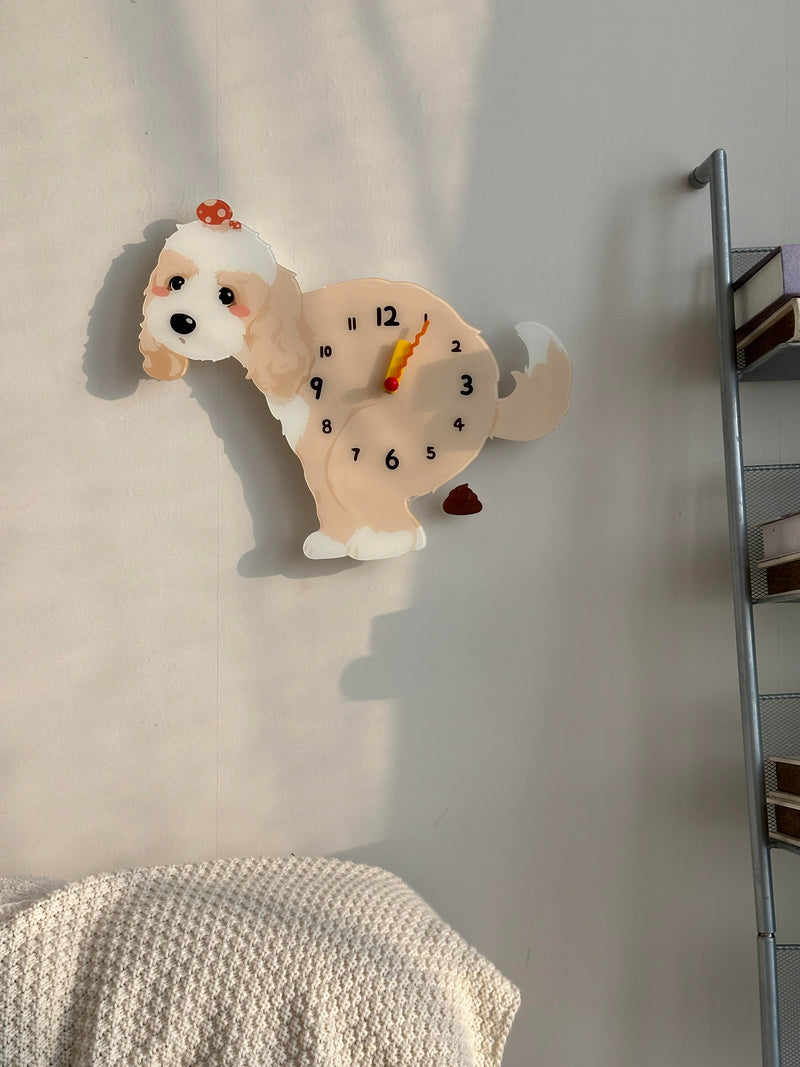 Cockapoo „Poop-Time“ Wanduhr mit schwingendem Pendel