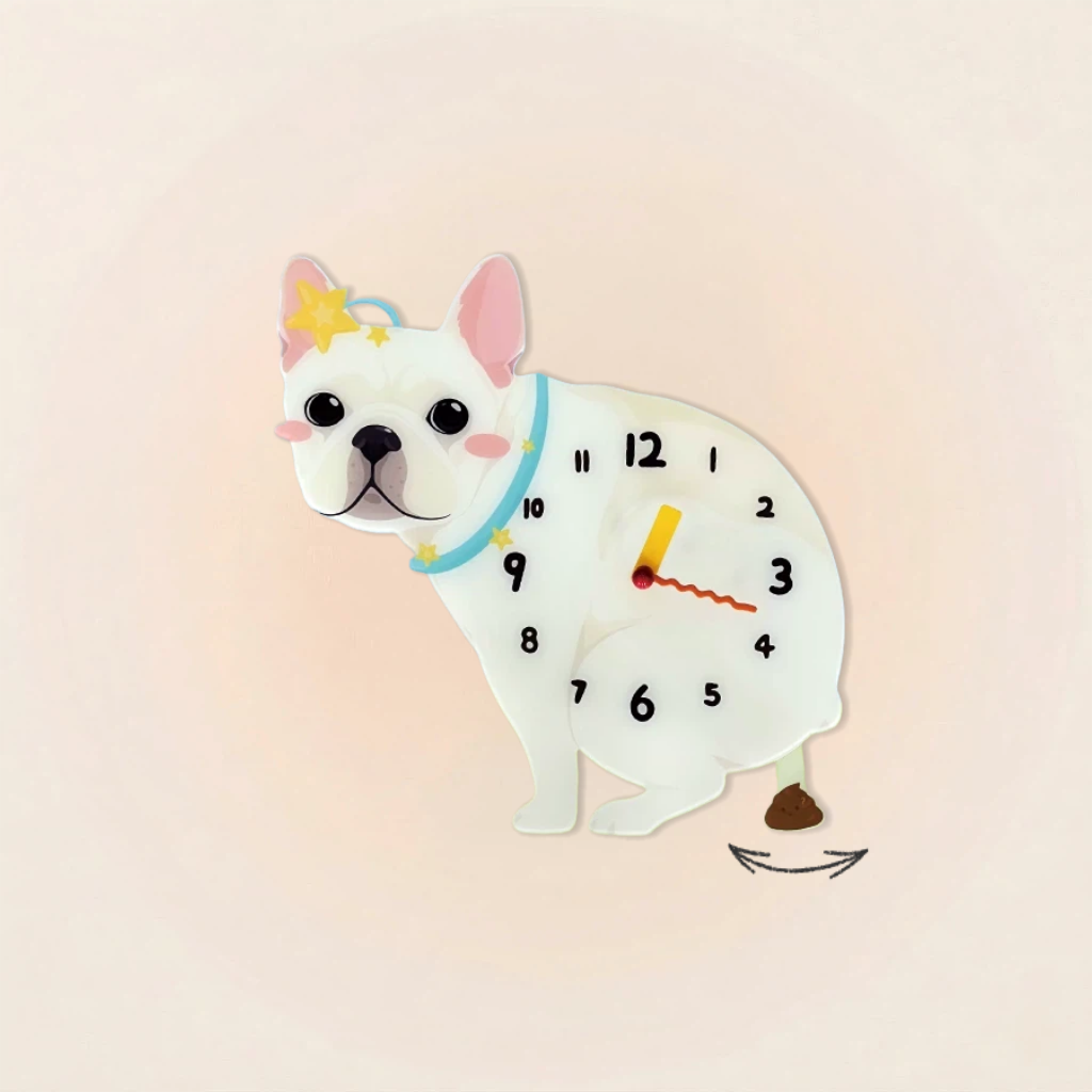 French Bulldog Dynamic "Poop-Time" Wall Clock with Swinging Pendulum