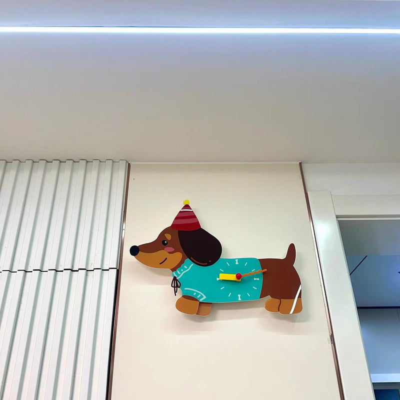 Dachshund Wall Clock with Swinging Paw