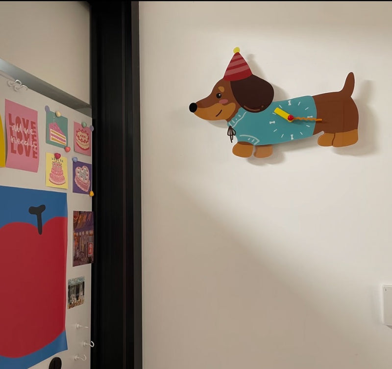 Dachshund Wall Clock with Swinging Paw