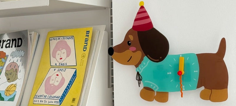 Dachshund Wall Clock with Swinging Paw