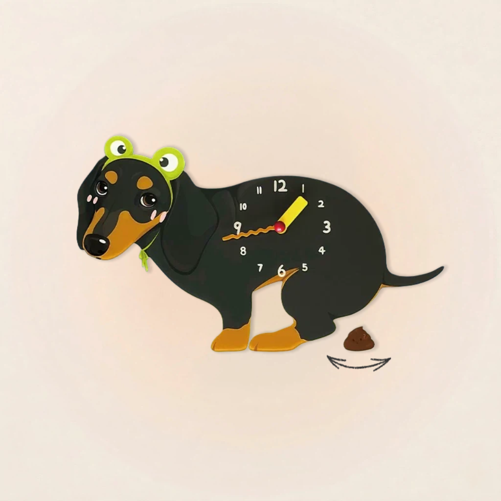Dachshund Dynamic "Poop-Time" Wall Clock with Swinging Pendulum