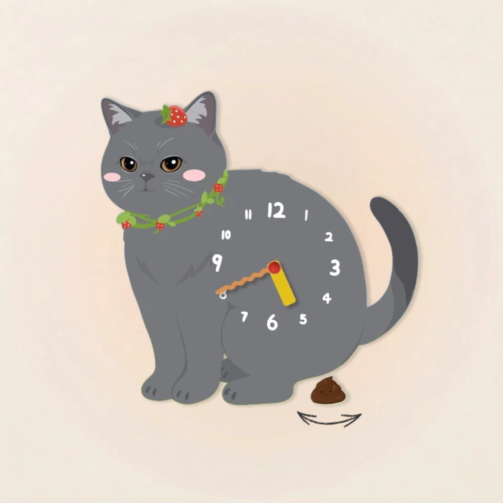 British Shorthair Dynamic "Poop-Time" Wall Clock with Swinging Pendulum