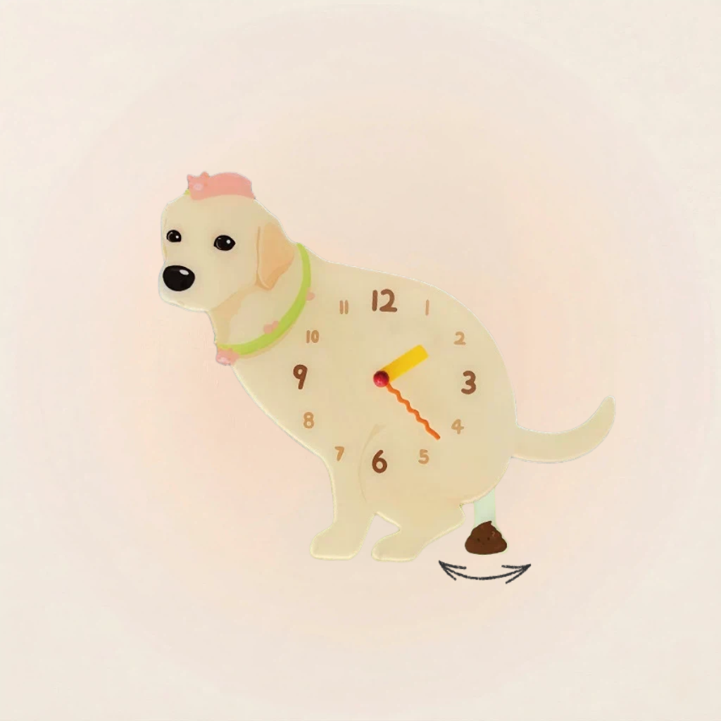 Labrador Retriever Dynamic "Poop-Time" Wall Clock with Swinging Pendulum