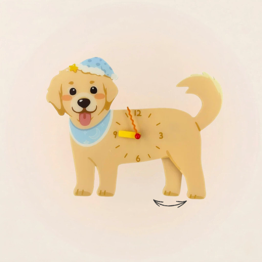 Golden Retriever Wall Clock with Swinging Paw