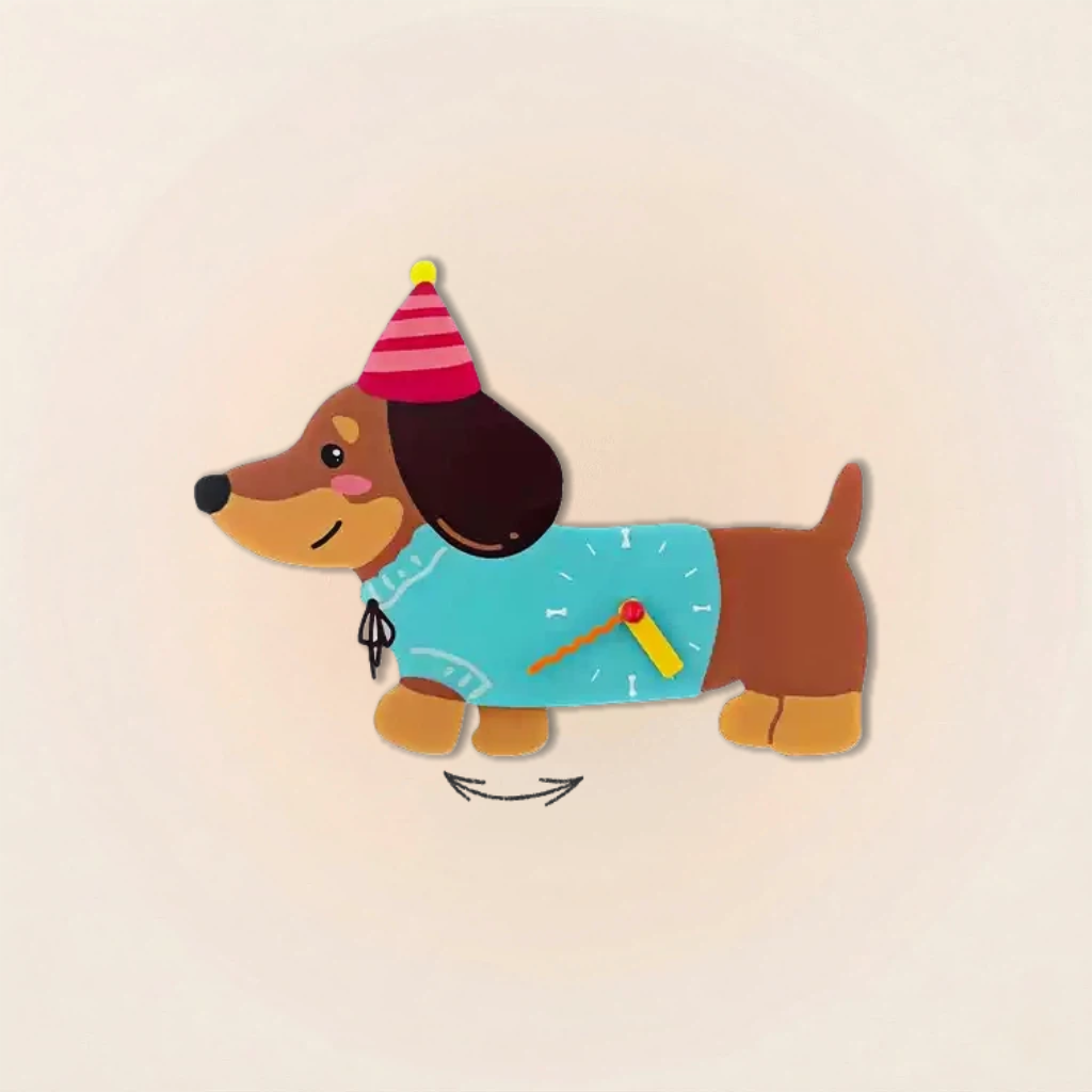 Dachshund Wall Clock with Swinging Paw