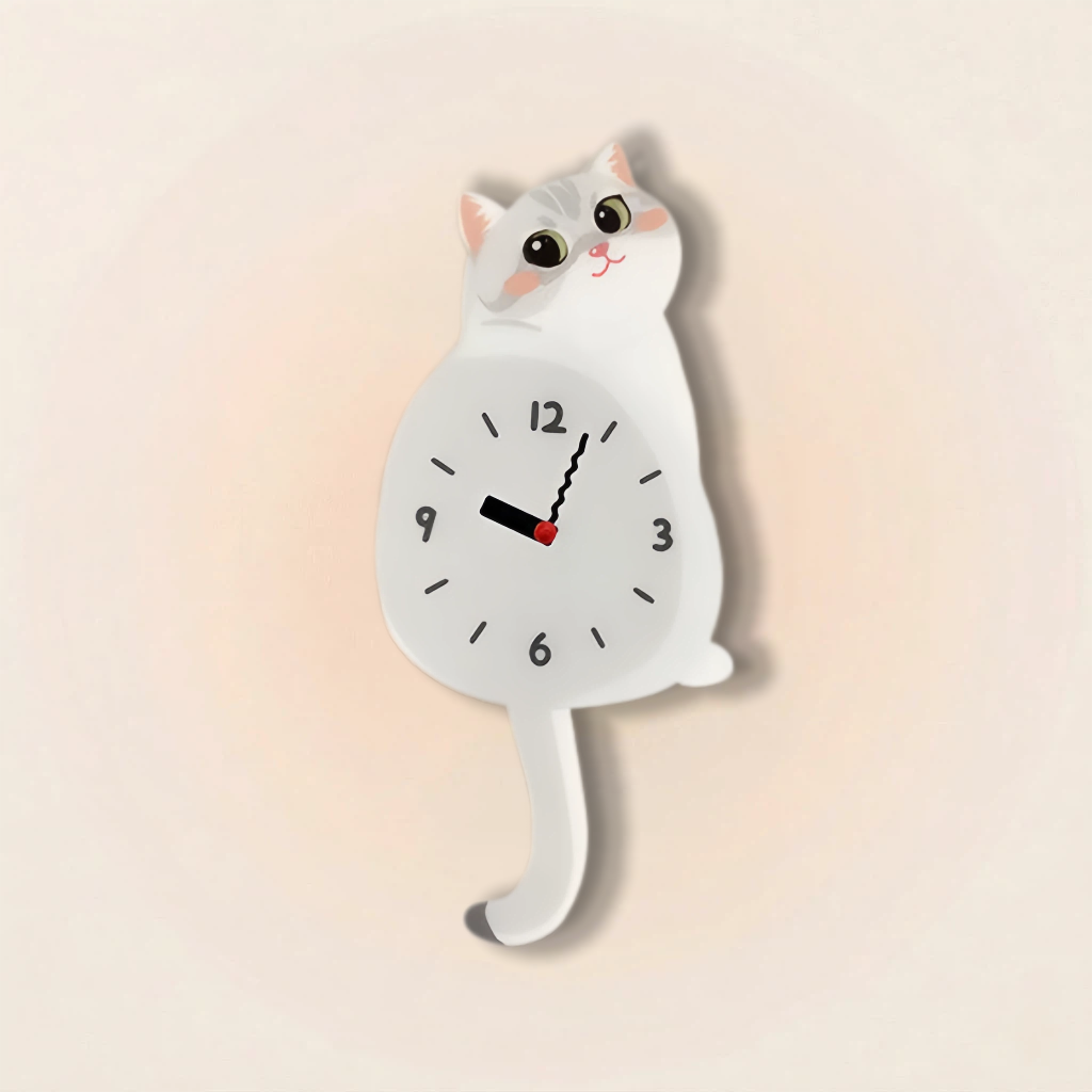Shaded British Shorthair Wall Clock with Wagging Tail