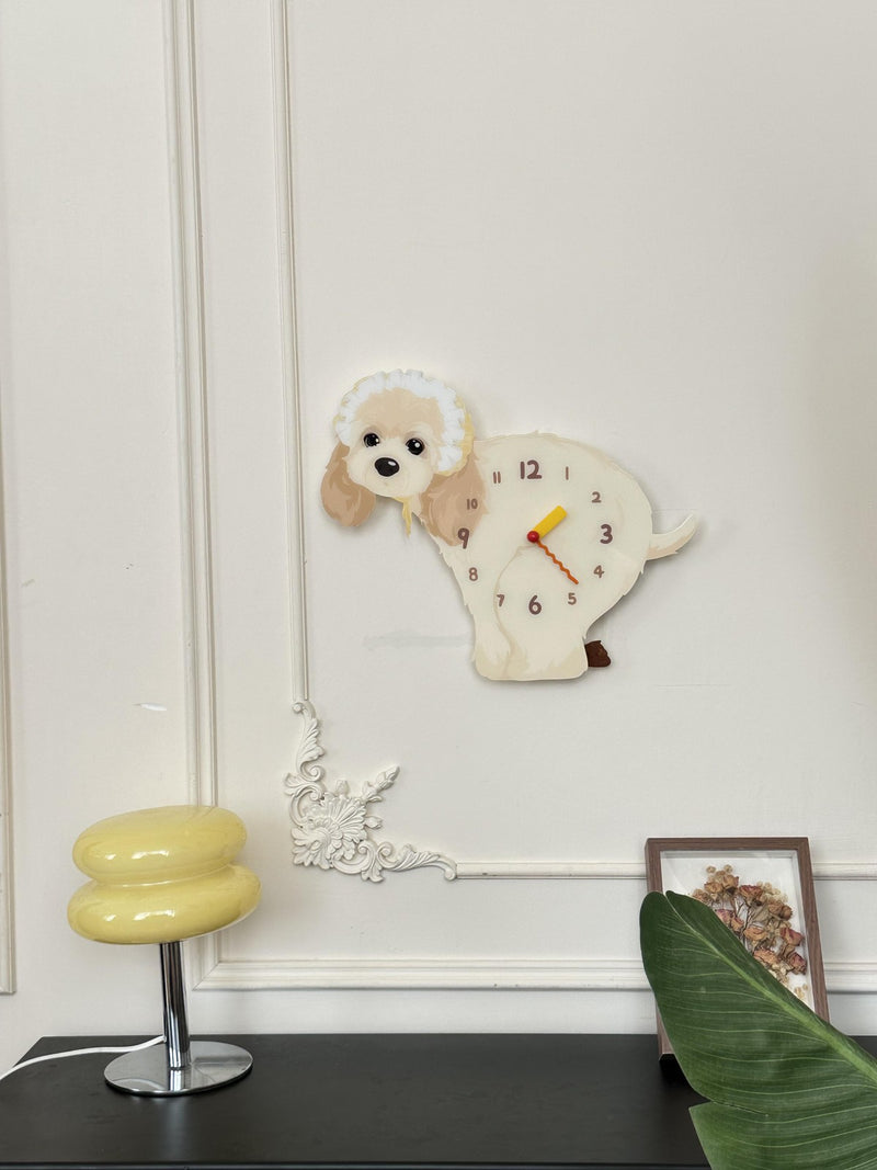 American Cocker Spaniel pendulum wall clock in a home setting 2