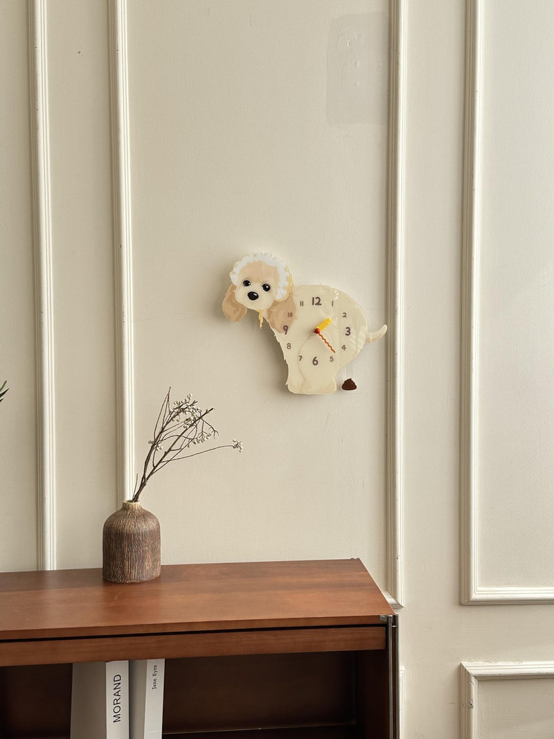 American Cocker Spaniel pendulum wall clock in a home setting 3