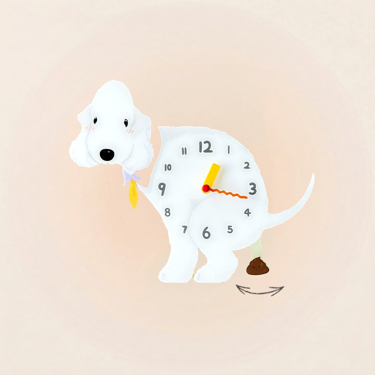 Bedlington Terrier Poop-Time wall clock in Blue with swinging poop pendulum