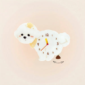 Bichon Frise Poop-Time wall clock in Chef with swinging poop pendulum