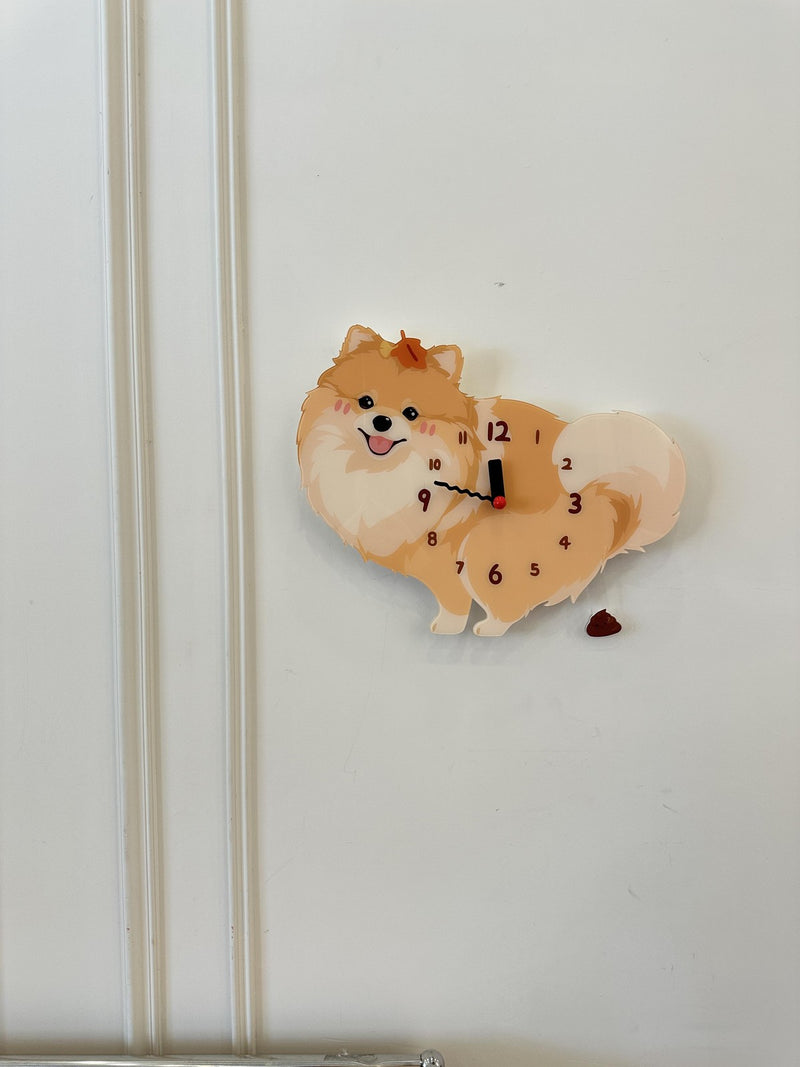 Pomeranian pendulum wall clock in a home setting 3