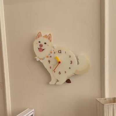 Tusong (Chinese Spitz) “Poop-Time” Wall Clock with Swinging Pendulum product video