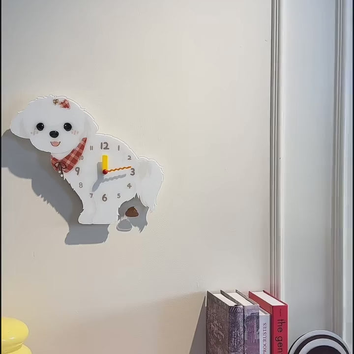 Maltese “Poop-Time” Wall Clock with Swinging Pendulum product video