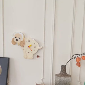 American Cocker Spaniel “Poop-Time” Wall Clock with Swinging Pendulum product video