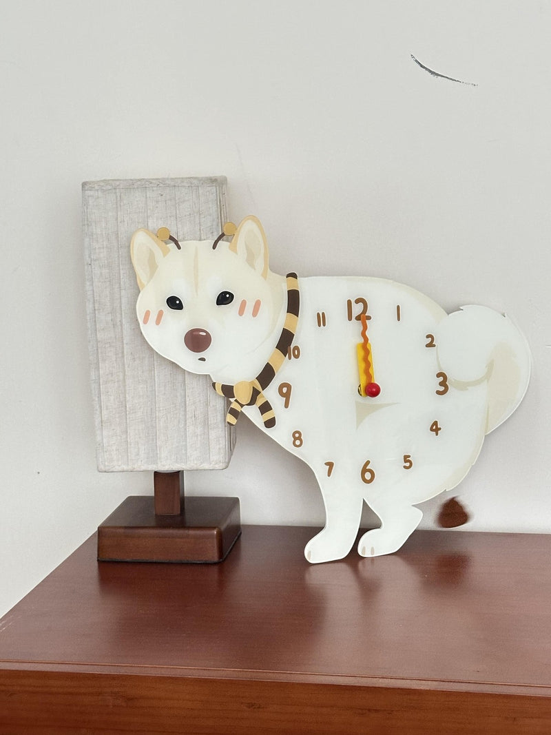 Shiba Inu pendulum wall clock in a home setting 3