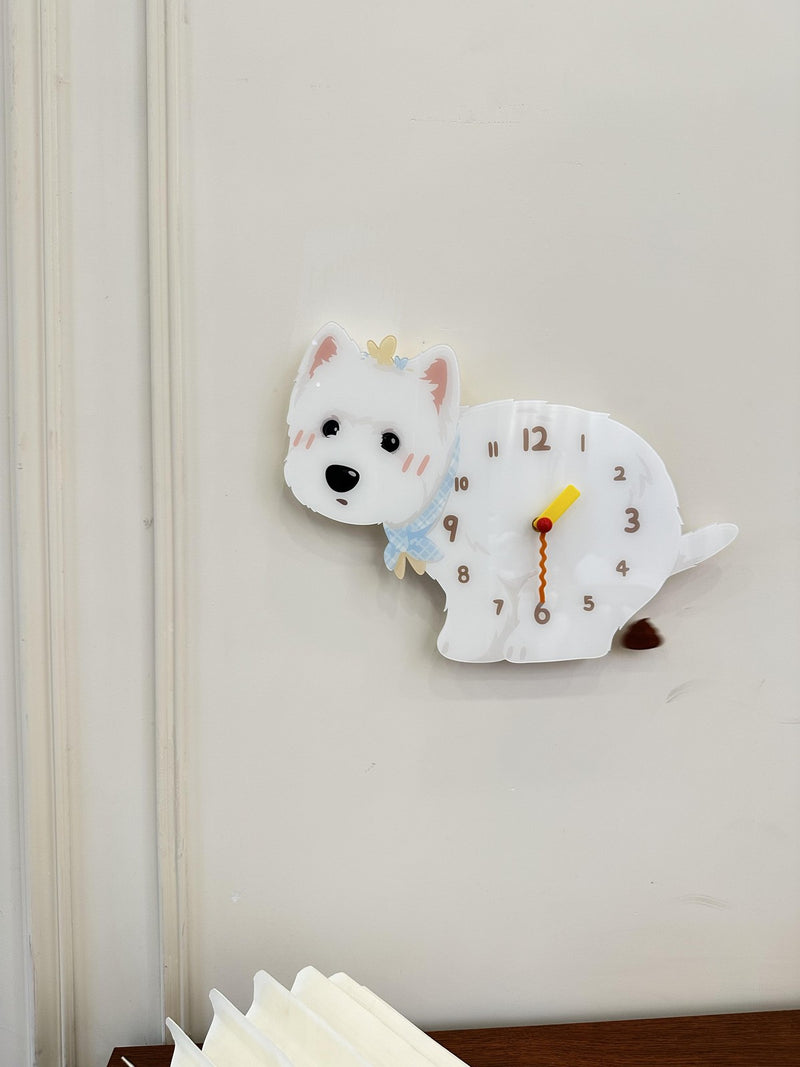 West Highland White Terrier pendulum wall clock in a home setting 1