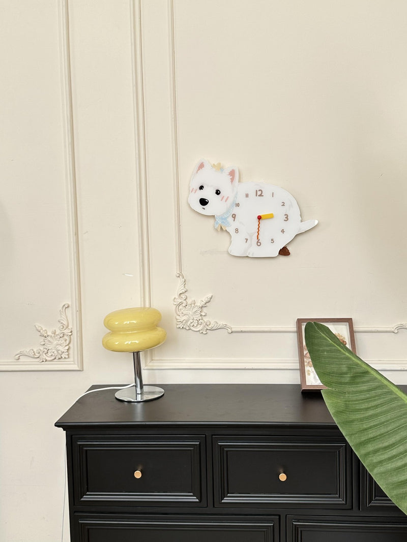 West Highland White Terrier pendulum wall clock in a home setting 4