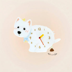 West Highland White Terrier Poop-Time wall clock in White with swinging poop pendulum